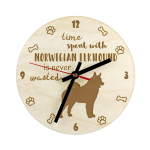 Norwegian Elkhound, Norsk elghund, Gray Norwegian Elkhound - clock with dog, wooden clock with engraving, personalised clock by Art-Dog