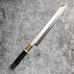 Sashimi peilis Vienpusis a&scaron;menys A&scaron;trus &Scaron;efo mėsos kapotuvas Žuvies pjaustymui Sushi Kiritsuke Japoni&scaron;ki virtuviniai peiliai Ebono ir ragų rankena 20cm Blade