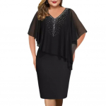 Moteri&scaron;kos plius dydžio eleganti&scaron;kos suknelės banketui Nereguliarus Bodycon Chiffon Ball Prom vakarėlis Midi suknelė 2XL juoda