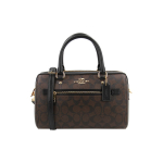 Coach Signature drobės Rowan rankinė per petį moterims, ruda ir juoda, kasdieniam naudojimui Basic Set (Bag+Dust Bag)
