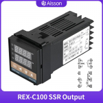 REX-C100 PID temperatūros reguliatorius K tipo, vieno įėjimo, skaitmeninis ekranas, termostatas, AC110V-240V, relinis, SSR i&scaron;ėjimas, 400℃ C100 SSR K-type black