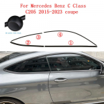 Skirta Mercedes Benz C klasės C205 2015-2023 kupė Sedano langų chromo &scaron;alinimo juodos lipdukai ABC stulpeliams, blizgūs juodi lipdukai 3D CF black