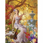 Pilnas apvalus 5D &bdquo;pasidaryk pats&ldquo; deimantinis siuvinėjimas &bdquo;Gražuolė sode&ldquo; Deimantinė tapyba kryželiu siuvinėti kalnų kri&scaron;tolą 20X30CM