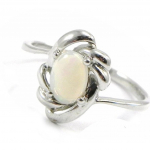 Bague Argent 'D&eacute;esse Opale' Blanc argent&eacute; (rhodi&eacute;) - 14x9 mm
