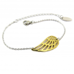 Les Tr&eacute;sors De Lily [P8178] - Bracelet acier 'Les Ailes d'Ange' dor&eacute; argent&eacute; - 25x12 mm auksas