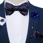 Dibangu 4 PCS peteli&scaron;kės rinkinys vyrams Verslo formalus &scaron;ilko savaiminis peteli&scaron;kės Boutonniere ki&scaron;eninis kvadratinių rankogalių sąsagų rinkinys LH-3024