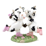 Les Tr&eacute;sors De Lily [A2485] - Figurine r&eacute;sine 'Sacr&eacute; Vache' noir blanc rose - 95x80x55 mm (couple)