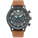 AVI-8 Hawker Hurricane Carey Dvigubo laiko Orissa pilkos spalvos ciferblatas Kvarcinis AV-4088-04 Vyri&scaron;kas laikrodis pilka