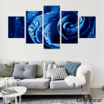 Didelės mėlynos rožės gėlių drobės sienų menas Paveikslėlių plakatai ir atspaudai Didelių modernių gėlių namų dekoro spaudiniai, skirti miegamajam 20x35cm*2 20x45cm*2 20x55cm*1