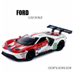 1/32 mastelio Ford V8 GT dyzelinis automobilio modelio žaislas, patraukiama atgal žaislinė transporto priemonė su garsu ir &scaron;viesa vaikams, mažiems berniukams, mergaitėms, dovanų kolekcija 1/32-15x6.5x3.5cm raudona/mėlyna