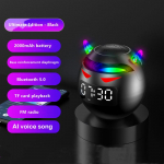 Ne&scaron;iojamas mielas mažas velnias AI i&scaron;manusis Bluetooth garsiakalbis 3D stereo žemų dažnių garsiakalbis mini LED skaitmeninis laikrodis žadintuvas vandeniui atsparus HIFI muzikos dėžutė juoda