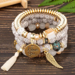 4vnt./rinkinys Boho elastinės virvės kutai apyrankės parei&scaron;kimas dervos kri&scaron;tolinis akmuo rankų darbo karoliukai apyrankės apyrankės madingi vakarėlio papuo&scaron;alai