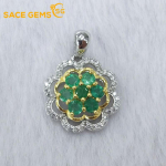 SACE GEMS S925 Sterling Silver 3*3MM natūralūs smaragdiniai pakabukai, skirti moterų sužadėtuvių kokteilių vakarėliui, puikūs papuo&scaron;alai