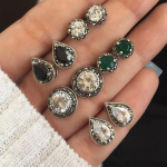Retro 5 pairs of imitation gemstone crystal drop-shaped bohemian style women's earrings sidabras