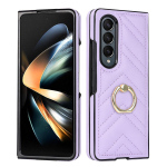 Madingas odinis telefono dėklas su žiediniu laikikliu, skirtas Samsung Galaxy Z Fold 4 Case Z Fold 3 sulankstomas ekrano apsauginis dangtelis nuo kritimo Samsung Z Fold 3 violetinė
