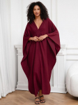 EDOLYNSA Vyno raudonumo Kaftan moteri&scaron;ka ilga suknelė pcaftan lus size Moo Moo Dress paplūdimio drabužiai poilsio drabužiai, namų chalatai Q1306