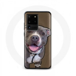 Coque pour Samsung Galaxy S20 Ultra Chien Pitbull Blanc gris
