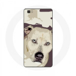 Coque pour Huawei P8 Lite Chien de Pitbull Blanc