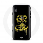 Coque pour Iphone XS Cobra Kai Logo Jaune Fond Noir Affiche S&eacute;rie
