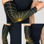 Sportinės rankos rankovės voratinklio ra&scaron;tas, mink&scaron;tas, patogus, kvėpuojantis, nenukritęs rankos &scaron;ildytuvas, apsauginė Black-Gold Mesh M