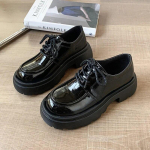 Laisvalaikio pompos Moteri&scaron;ki suvarstomi masyvi odiniai kvadratiniai viduriniai kulniukai apvaliais pir&scaron;tais Klasikiniai Oksfordo batai, skirti moteri&scaron;ki platforminiai batai 35