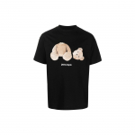 &bdquo;Palm Angels Bear&ldquo; klasikiniai mar&scaron;kinėliai, juodi/rudi vyri&scaron;ki vir&scaron;utiniai drabužiai PMAA001C99JER0141060 XXS