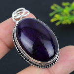 Natural Purple Labradorite Gemstone 925 Sterling Silver Pendant 2.05 h6h13