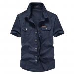 100 % medvilnės vyri&scaron;ki mar&scaron;kiniai vienspalviai kelių ki&scaron;enių auk&scaron;tos kokybės krovininiai mar&scaron;kiniai Madingi lauko laisvalaikio mar&scaron;kiniai trumpomis rankovėmis vyrams Naujas plius dydis M-8XL 2XL tamsiai mėlyna spalva