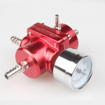 Kuro slėgio reguliatorius, aliuminio lydinio universalus reguliuojamas FPR degalų slėgio reguliatorius su slėgio matuoklio žarna, reguliuojama 0-140psi 7.13cm raudona