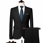 Danmo (Striukė + kelnės) Vyri&scaron;kas kostiumo komplektas Formalūs &scaron;varkai Slim Fit Verslo smokingas 2 dalių kostiumas Jaunikio vestuvinė suknelė Vyri&scaron;kas kostiumas S-6XL L juoda