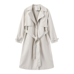 Moteri&scaron;ki paltai Dirbtinės odos atvartas Vėjuje PU laisvas trijų eilučių paltas Klasikinis paltas su diržu Rudens žiemos i&scaron;orinis drabužis 2XL pilk&scaron;vai balta