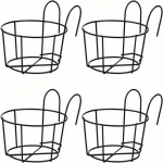 4 vnt. stilingų apvalių metalinių pakabinamų vazonų - puikiai tinka balkonui, sodui ir vidaus dekorui 4 pcs juoda