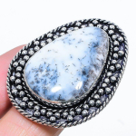 Natural Dendrite Opal Gemstone Handmade 925 Sterling Silver Ring Size 9 s0k05
