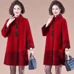 Rudeni&scaron;kas plius dydžio kailis vidutinio amžiaus moterims, pagamintas i&scaron; audinės ka&scaron;myro drabužių 4XL