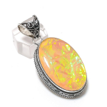 Orange Triplet Opal Gemstone Handmade 925 Sterling Silver Pendant 2.25 h5k20