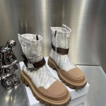 Nauji korėjieti&scaron;ko stiliaus madingi trumpi auliniai moteri&scaron;ki džinsiniai batai storu padu moteri&scaron;ki batai retro diržo sagtimi Moteri&scaron;ki 2024 m. 35 smėlis