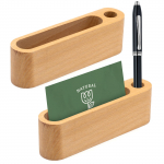 Medinis vizitinių kortelių laikiklis su ra&scaron;iklio vieta, stalinis vizitinių kortelių stovas, užra&scaron;ų laikiklis, laikymo dėžutė, kortelių organizatorius biurui