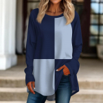 Moteri&scaron;ki negabaritiniai mar&scaron;kinėliai, spalvoti blokiniai mar&scaron;kinėliai ilgomis rankovėmis. L juoda