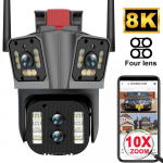 16MP 8K WiFi Lauko 10x Priartinimas Keturių Objektyvų AI Sekimo CCTV Kamera PTZ Vaizdo Stebėjimas I&scaron;mani Apsauga 8K Camera No Card
