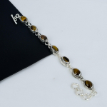 Subtili Tigro Akies Brangakmenio Rankų darbo 925 Praba Sidabrinė Apyrankė, Tigro Akies Apyrankė Žmonai, Unisex Apyrankė Motinos Dienos Dovana 8" ruda