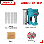 ONEVAN &Scaron;epetėlių neturintis elektrinis 2 viename vinis kaltuvas/sagtukų pistoletas F15-50 K410-438 Bevielis vinis kaltuvas su 4 režimų vinimis 21V 18V baterijai Without Battery