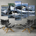 5 dalių Orca Stration žudikinis banginis vandenynas Plakatas Paveikslėlis Spausdinti Sienos Menas Drobė Tapyba Sienų dekoras svetainei Be rėmelių 30x40cm*2 30x60cm*2 30x80cm*1