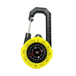 Hiking Compass Accurate Lightweight Glow in The Dark Outdoor Tool with Carabiner Clip for Travel geltona