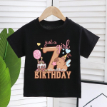 Animacinis kapibaros mergaitės gimtadienio mar&scaron;kinėlis trumpomis rankovėmis vaikams, mar&scaron;kinėliai su skaičiumi vasarai, vaiki&scaron;ki mar&scaron;kinėliai, mieli kapibaros vaiki&scaron;ki drabužiai 100