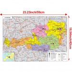 Prancūzi&scaron;ka serija Žemėlapis-Austrijos administracinis žemėlapis,Sienų dekoras,Dovana,Kelionių/&Scaron;vietimo priemonė,Svetainei,Vonios kambariui,Namų biurui 59*42cm
