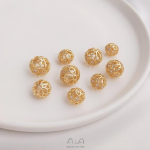 14K Auksu dengti cirkonio gėlės formos tarpiniai karoliukai, skirti pasidaryk pats papuo&scaron;alų apyrankėms 8mm Zircon Flower Ball Spacer Bead 1 piece