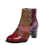Moteri&scaron;ki batai Odiniai Vintage Bohemian Nauji Socofy Moteri&scaron;ki Retro spausdinta sagtis Mink&scaron;tas Užtrauktukas Kulk&scaron;nies batai Moteri&scaron;ki Botines Mujer 39 chaki