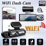 1080P Car DVR WIFI Dash Cam automobiliams Dvi kamera, skirta transporto priemonių įra&scaron;ymo vaizdo įra&scaron;ymui, galinio vaizdo kamera Auto Night Vision Black Box automobilių priedai Wifi Dual Lens+32G