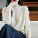 Moteri&scaron;kas ka&scaron;myro megztinis Qinghe ka&scaron;myras 30% ka&scaron;myras 70% vilna rudeninis ir žieminis puloveris &scaron;iltas ir madingas XL