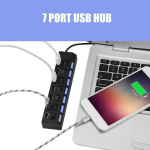 USB &scaron;akotuvas - KITAIP - 7 prievadai - Nepriklausomi jungikliai - Apsauga nuo vir&scaron;įtampio - USB 2.0